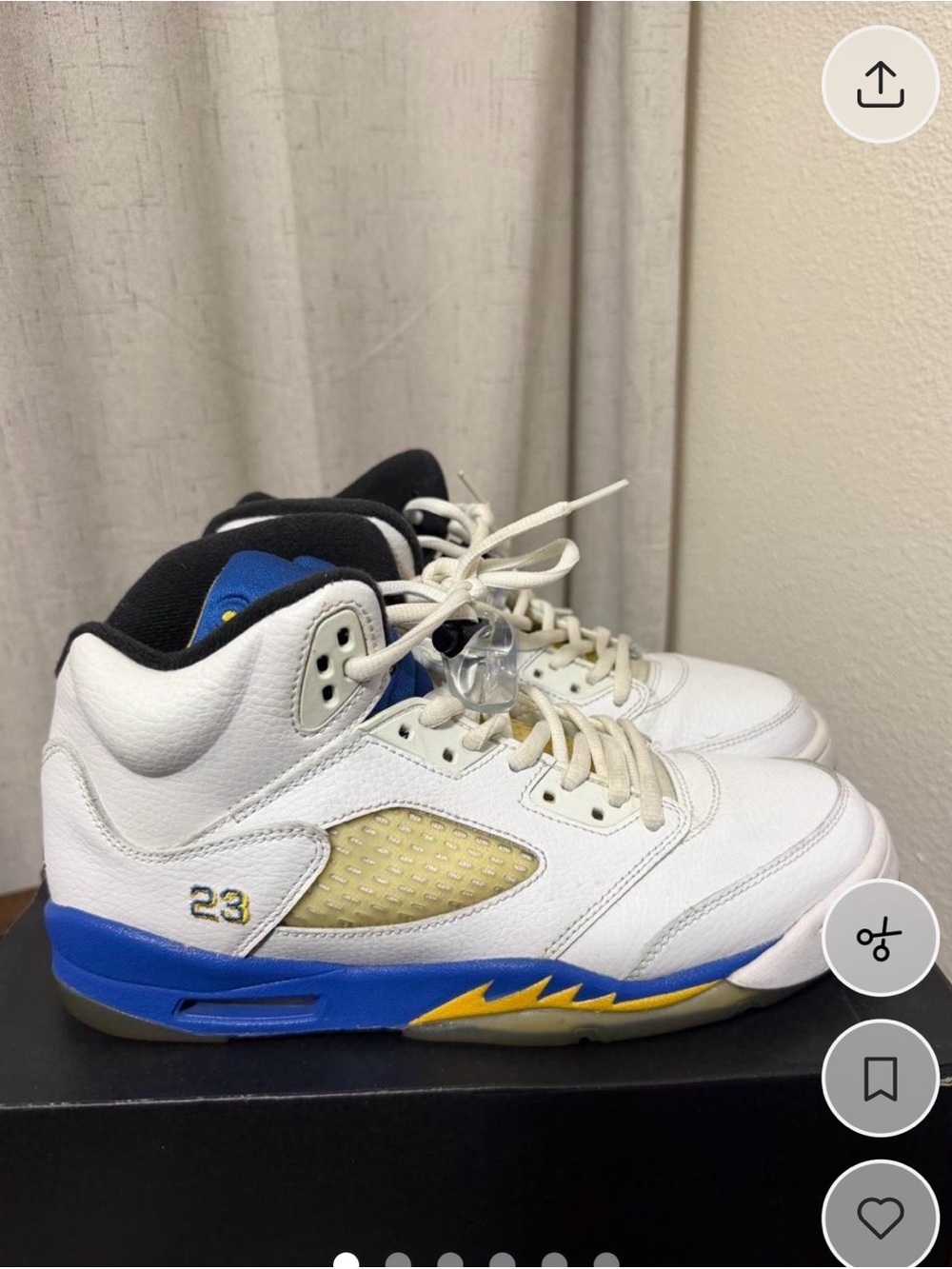 Nike Air Jordan 5 Retro SE GS “Laney” White Royal Yellow Youth Size 6.5Y